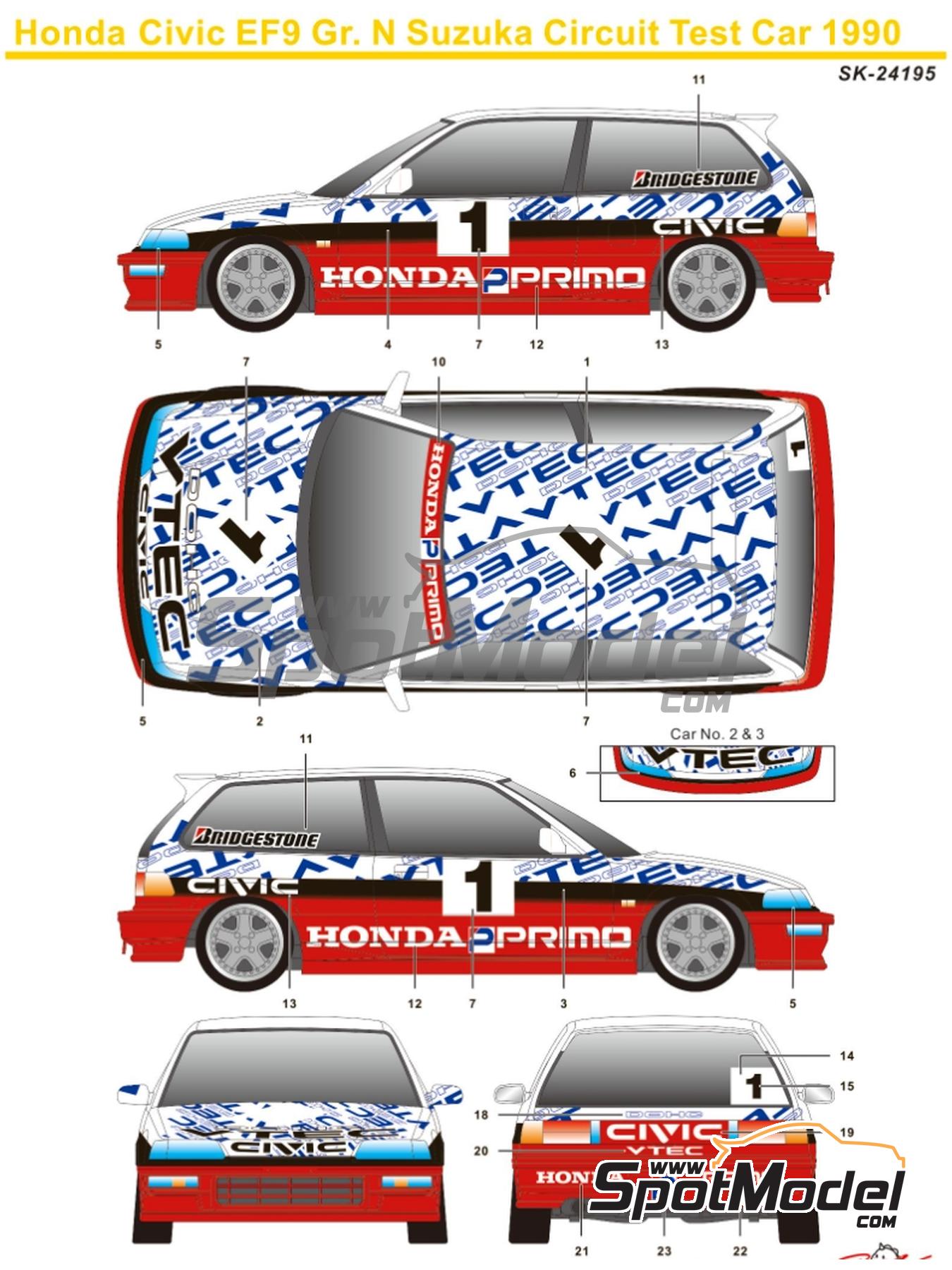 SK Decals SK24195: Marking / livery 1/24 scale - Honda Civic EF9
